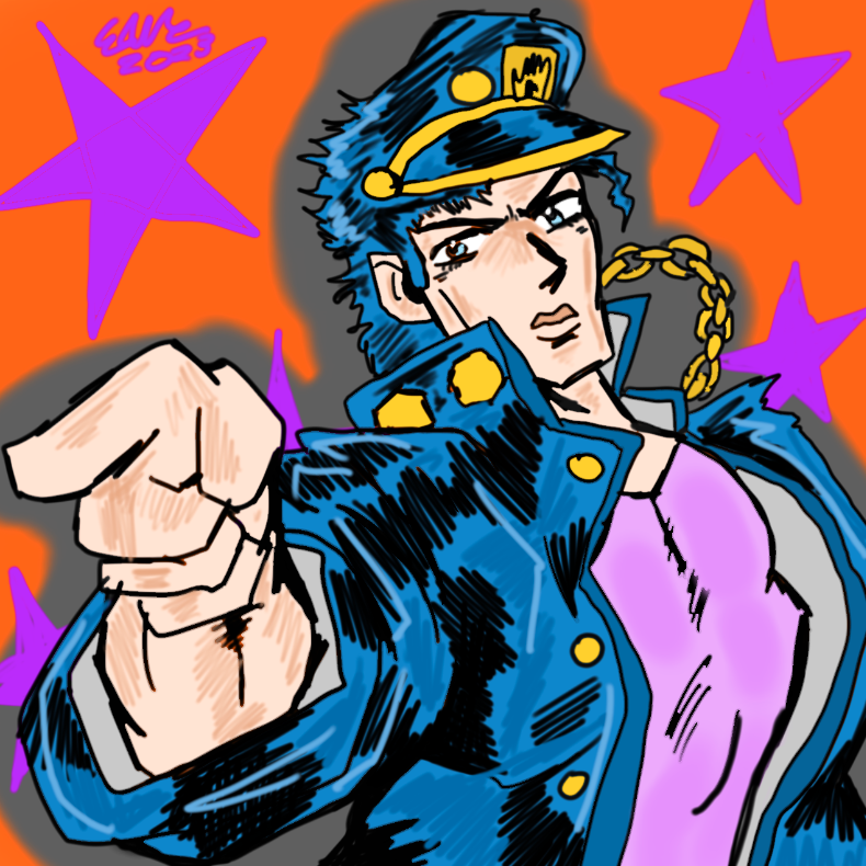 Jotaro kujo face close up from jojo's bizarre adventure