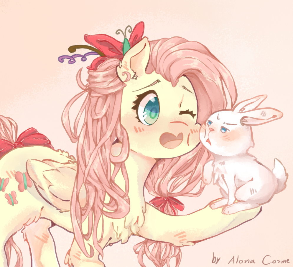 Fluttershy and Angel Bunny by IceriumRuby on DeviantArt