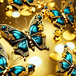 A butterfly made of gold and blue labradorite