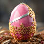An Easter Faberge egg with a refined design, lace