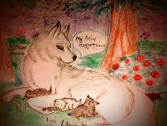 Silver and her pups! (Redrawn)