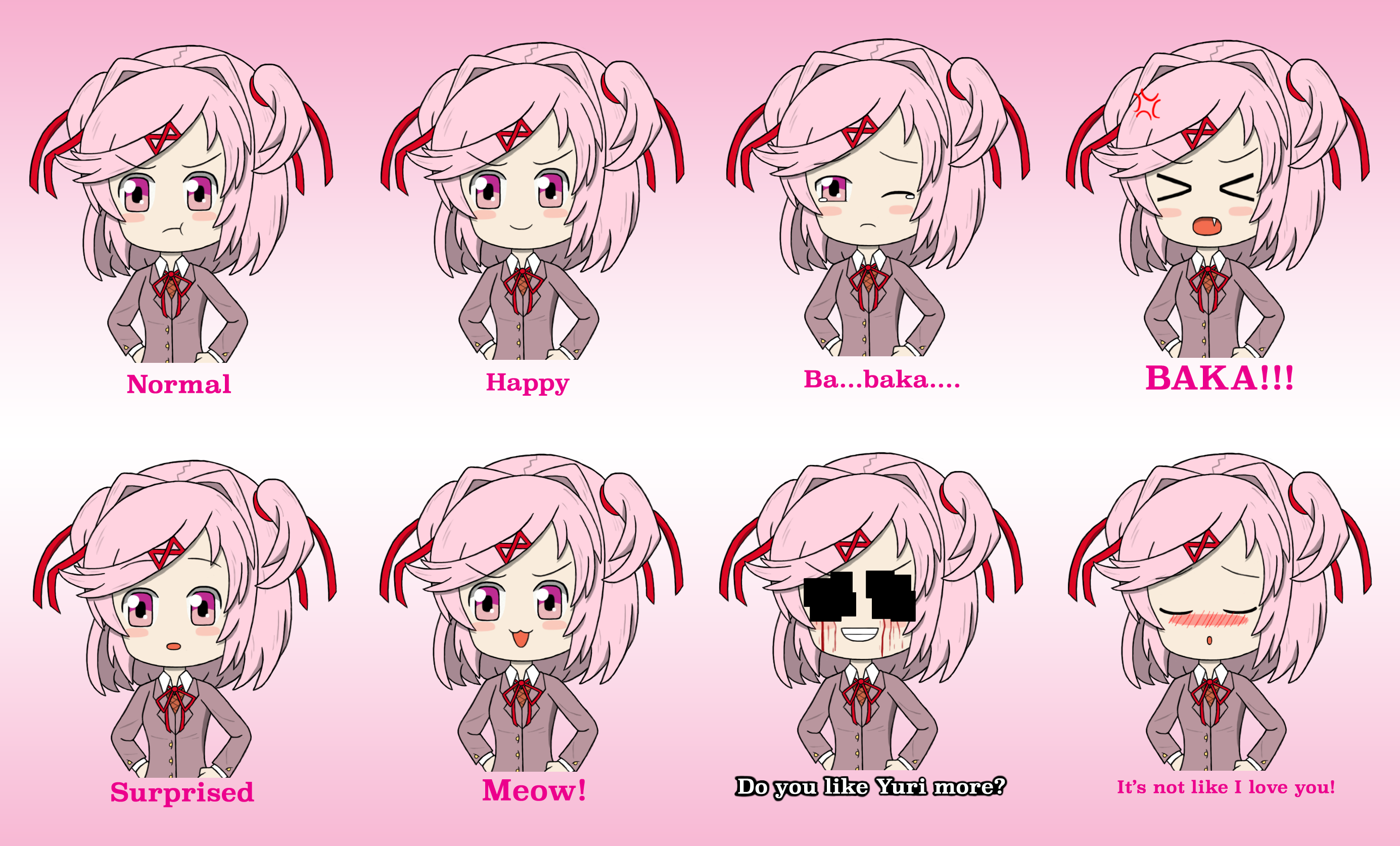 Doki Doki Literature Club - expressoes by S0Silvia on DeviantArt