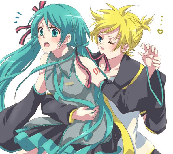 Miku Hatsune and Len Kagamine