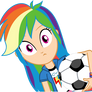 Humanized EG Rainbow Dash with soccer ball
