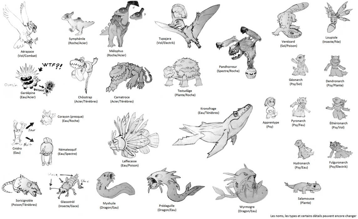 Random Fakemon sketches by ZeWqt on DeviantArt