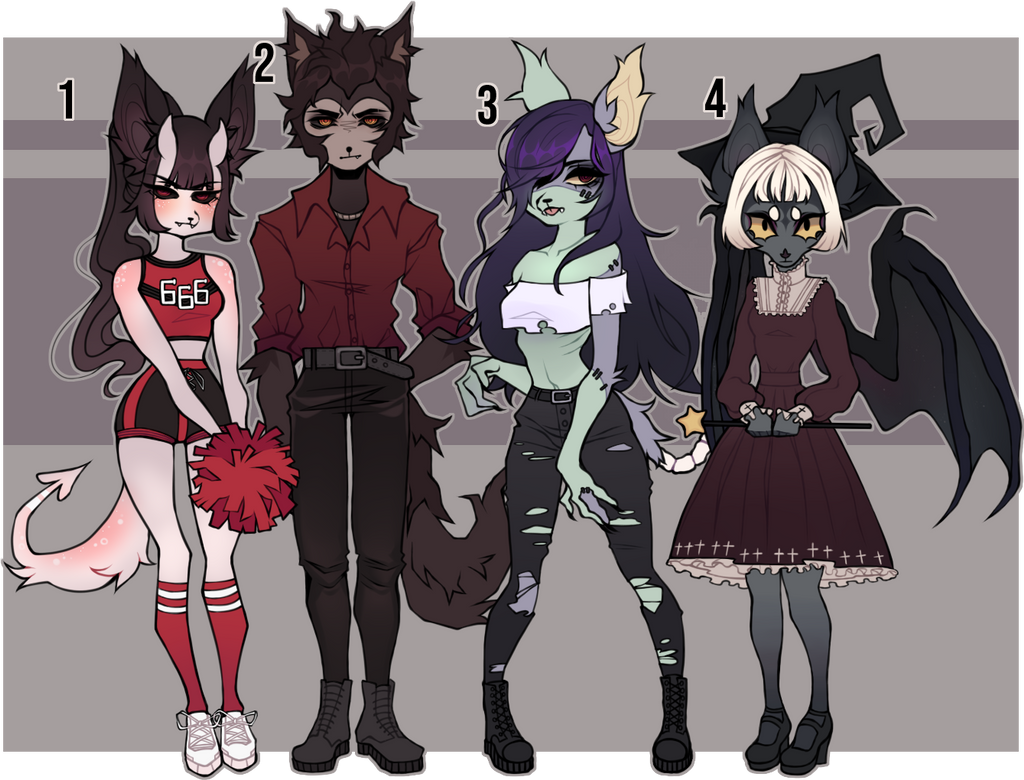 [AUCTION] Halloween Monsters | Anthro Adopt CLOSED by Flaamez-Adopts