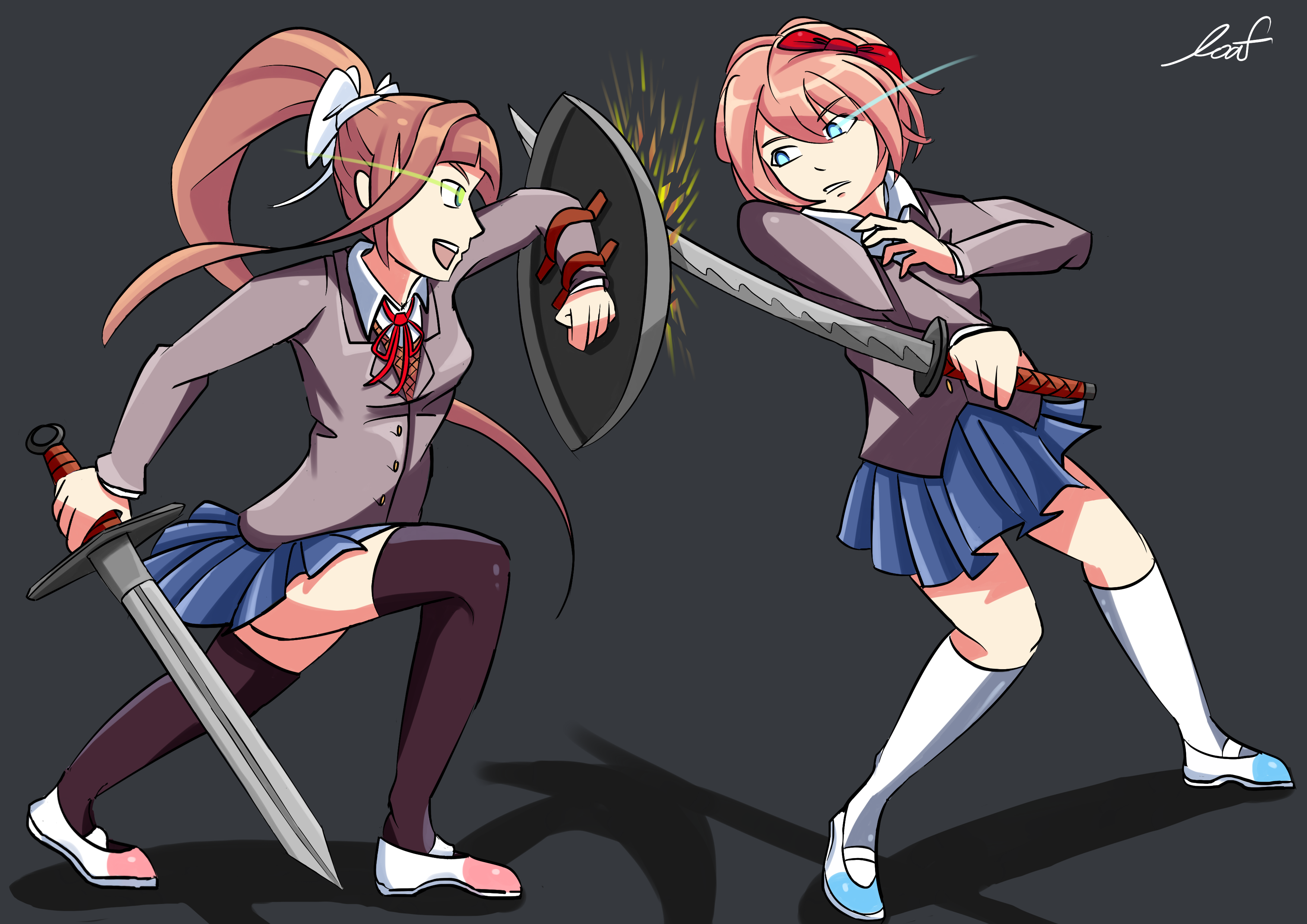 Monika Fights Sayori By Laughloaf On Deviantart