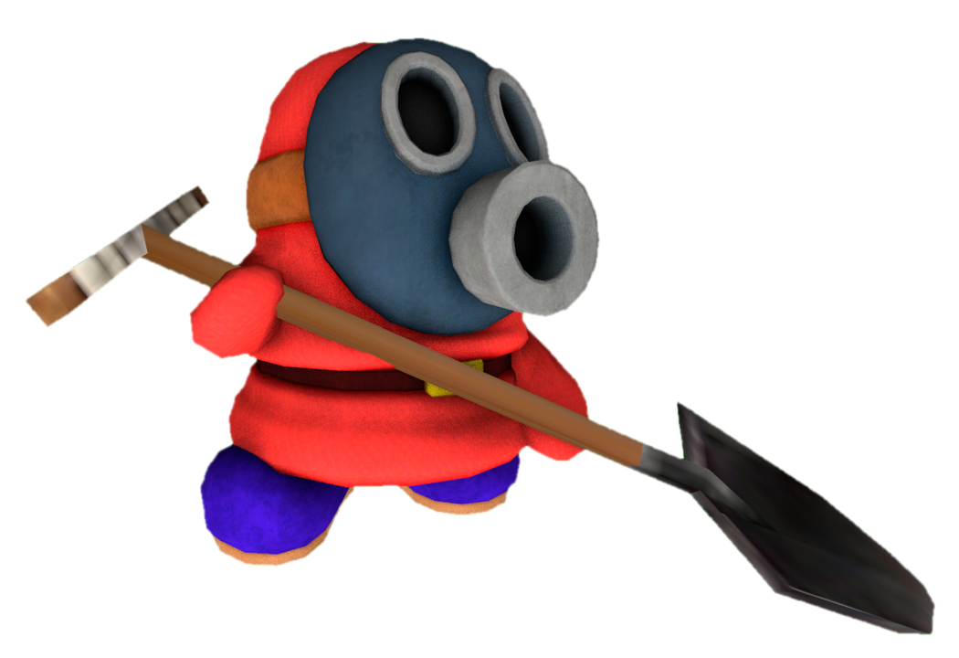 Red Snifit holding a shovel by transparentjigglyPt2 on DeviantArt