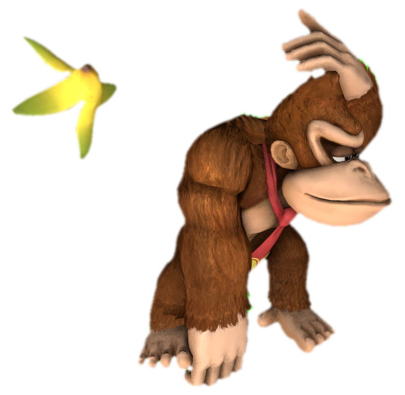 Donkey Kong throwing a banana peel by transparentjigglyPt2 on