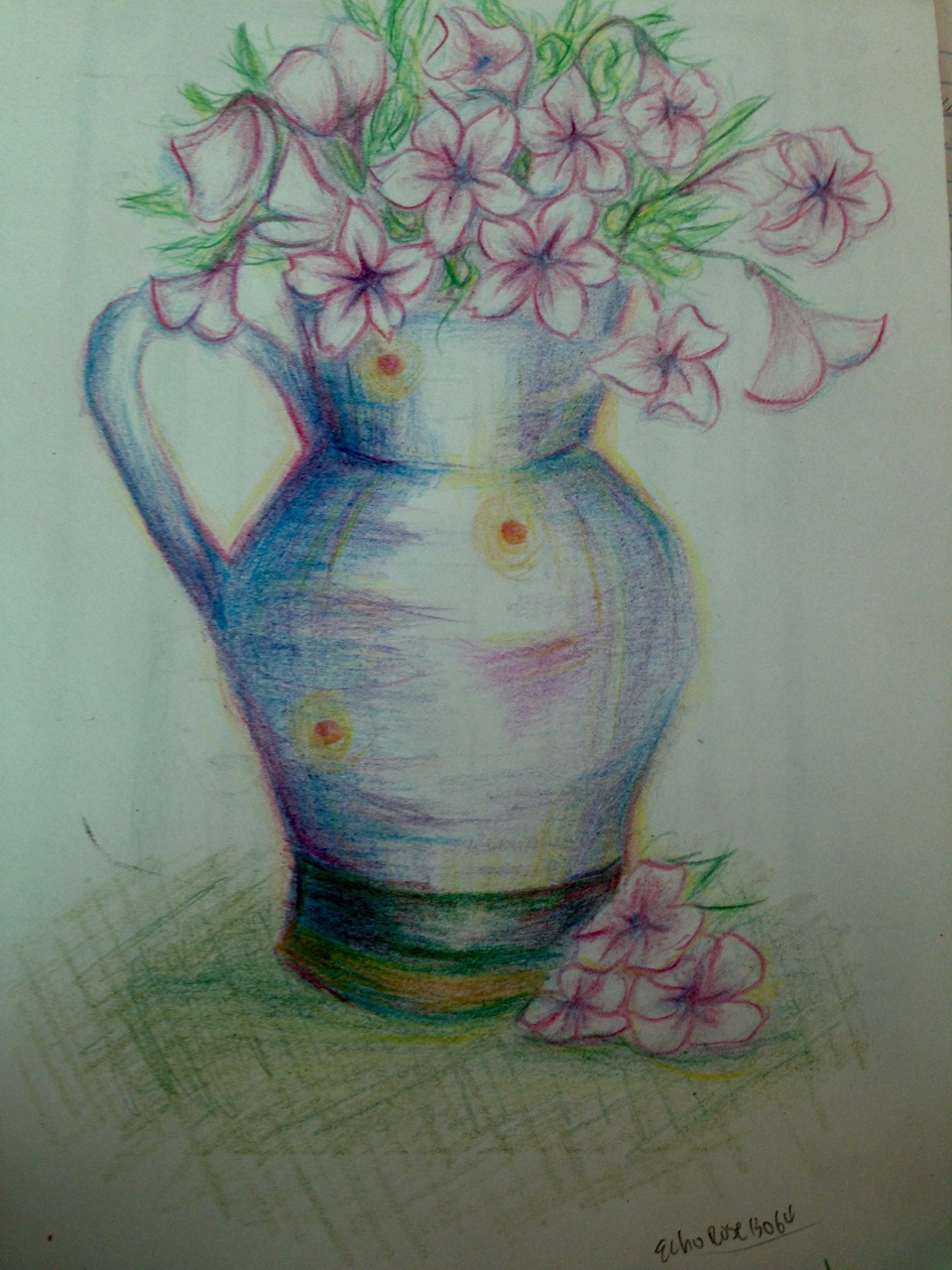 vase of petunias