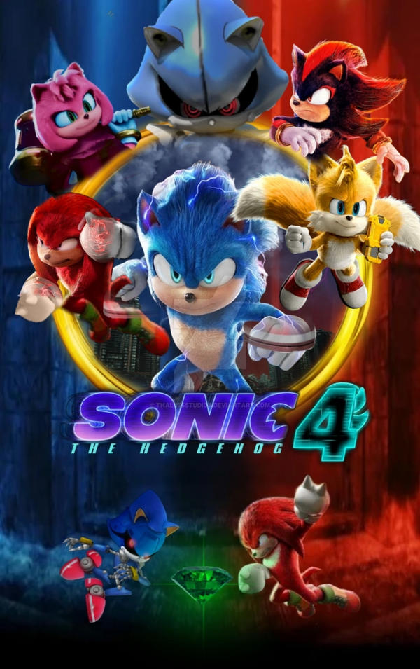 Poster Sonic 4 o filme, fanmade by ThallesStudios on DeviantArt
