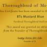 TS Tb of Merit Award - BTs Mustard Blue