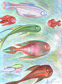 Fishes - Pencil Cartoon