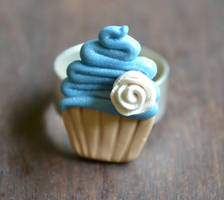 Blue Frosted Cupcake Ring