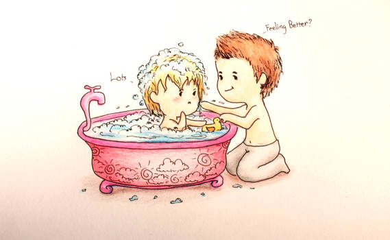 Brian Kinney gives baby Justin Taylor a bath