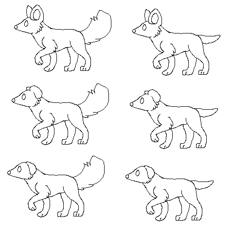 chibi doggy line art