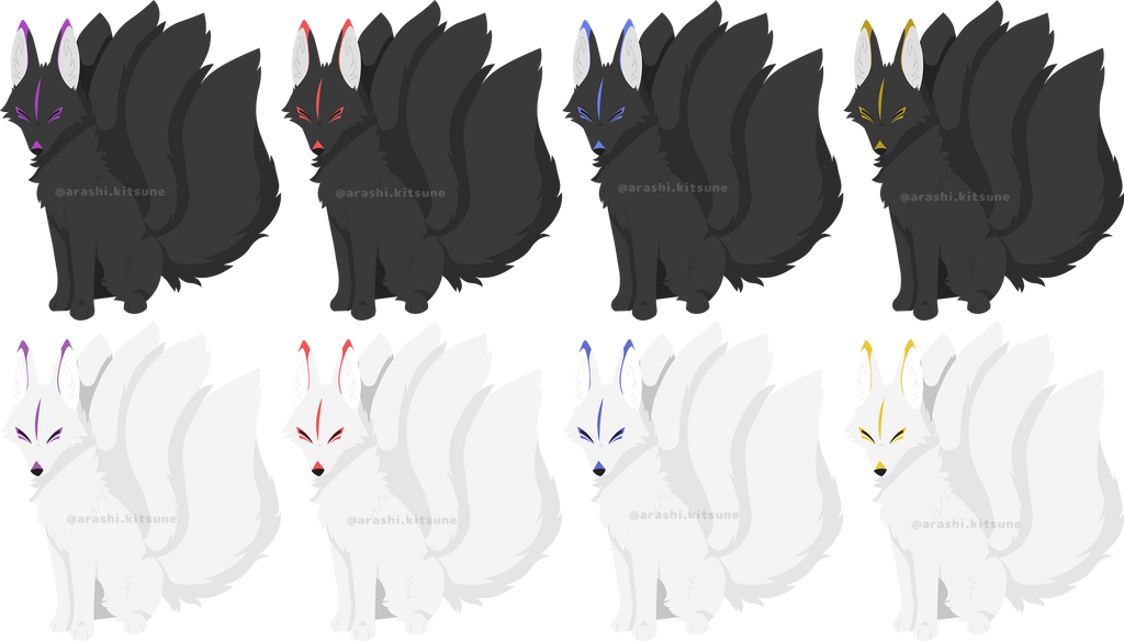 Simple Kitsune - Every color by arashi0kitsune on DeviantArt