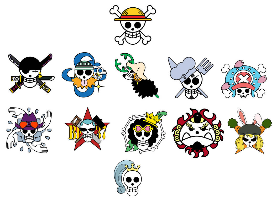 ONE PIECE Straw Hat crew's jolly rogers by jurassicdinodrew on DeviantArt