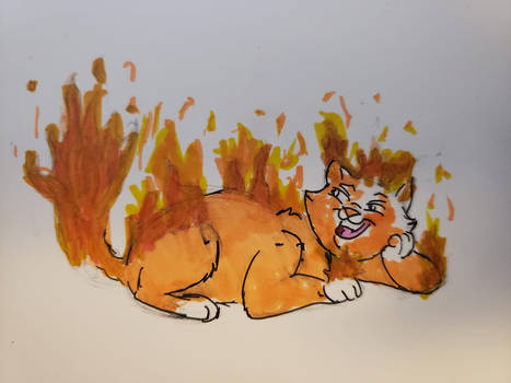 Inktober2020 Catober Day 13 Prompt: Fire