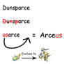 Dunsparce evolves to Arceus