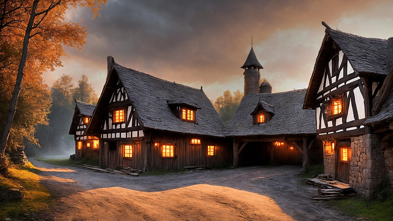 Medieval village - The inn outside the walls by AI-Postcards on DeviantArt