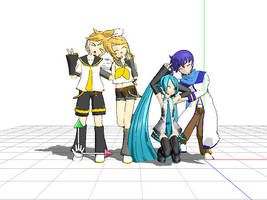 rin , miku ,len and kaito mmd