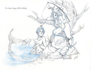 Satyr Girl Fishing a Merboy