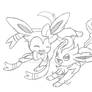 Art Trade- Sylveon and Leafeon (Sketch)