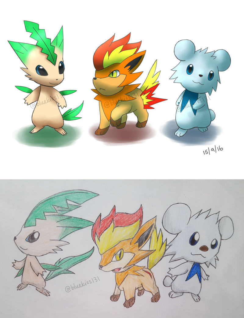 Fakemon: Starter Trio by BluuKiss