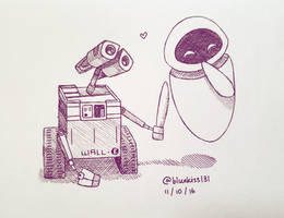 Inktober 2016: Day 11 - Wall-E and Eve