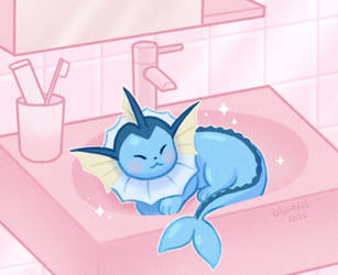 Vaporeon in a Sink