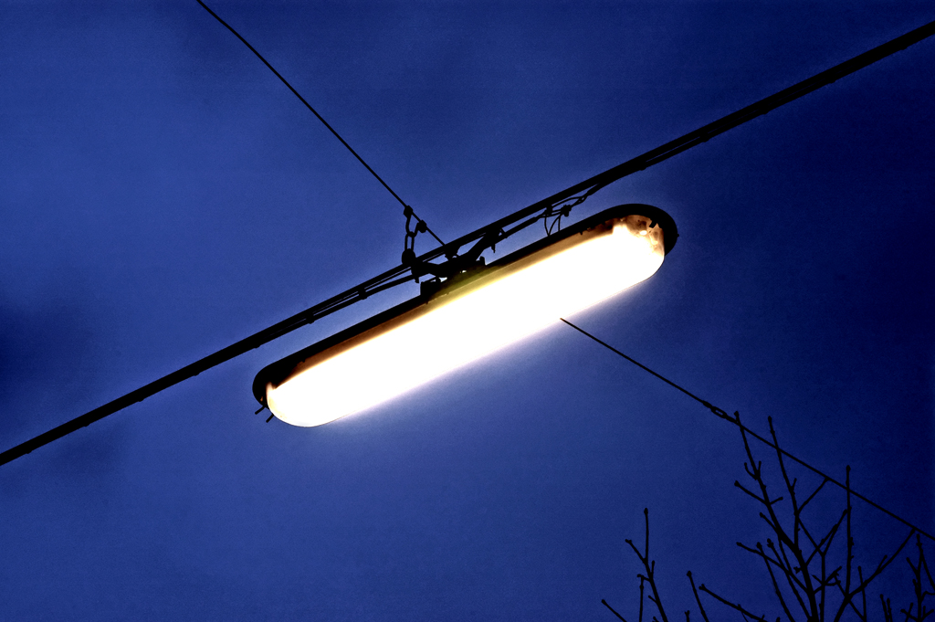 dark blue street light