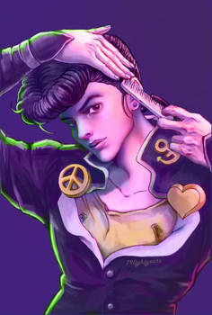 Josuke in neon lights