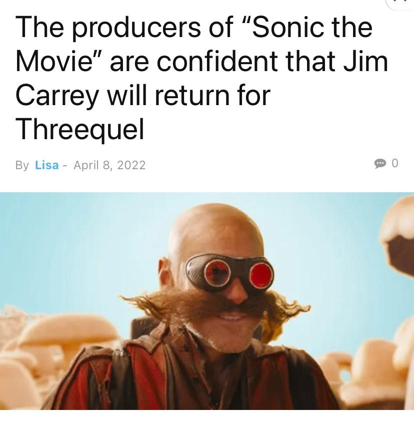 Fans Hail Sonic 3 Announcement as Jim Carrey Franchise Raises