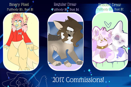 2017 COMMISSION PRICES AND LISTINGS [OPEN]