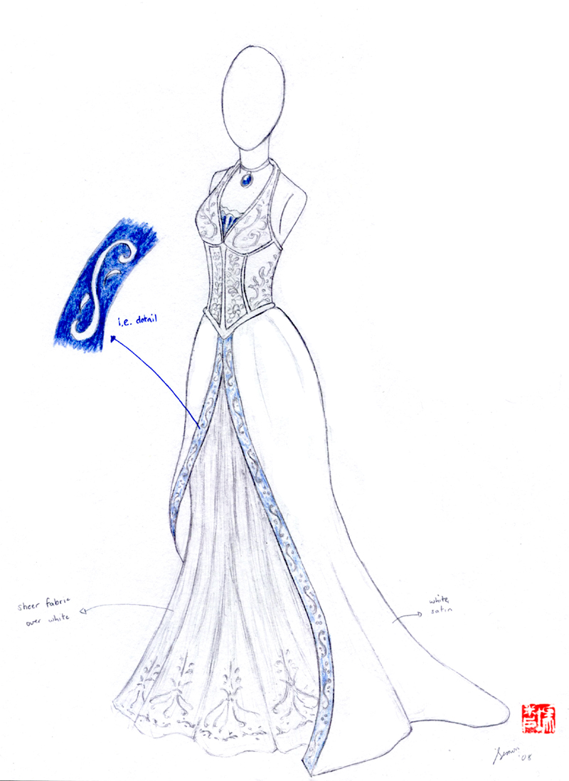 winter dress sketch Sketch of Sparkly Ombre Blue Glitter Winter Ball Dress