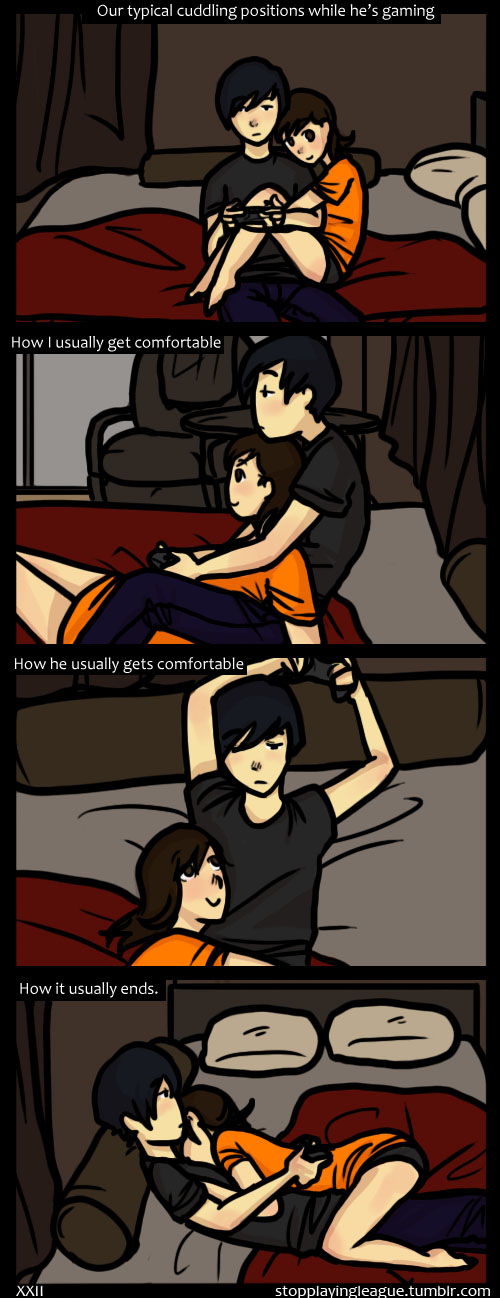 Gaming Couple Cuddle 1298x500 Console Cuddling by hPolawBear on DeviantArt