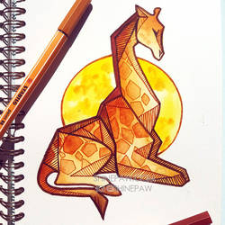 Giraffe - angular watercolor painting
