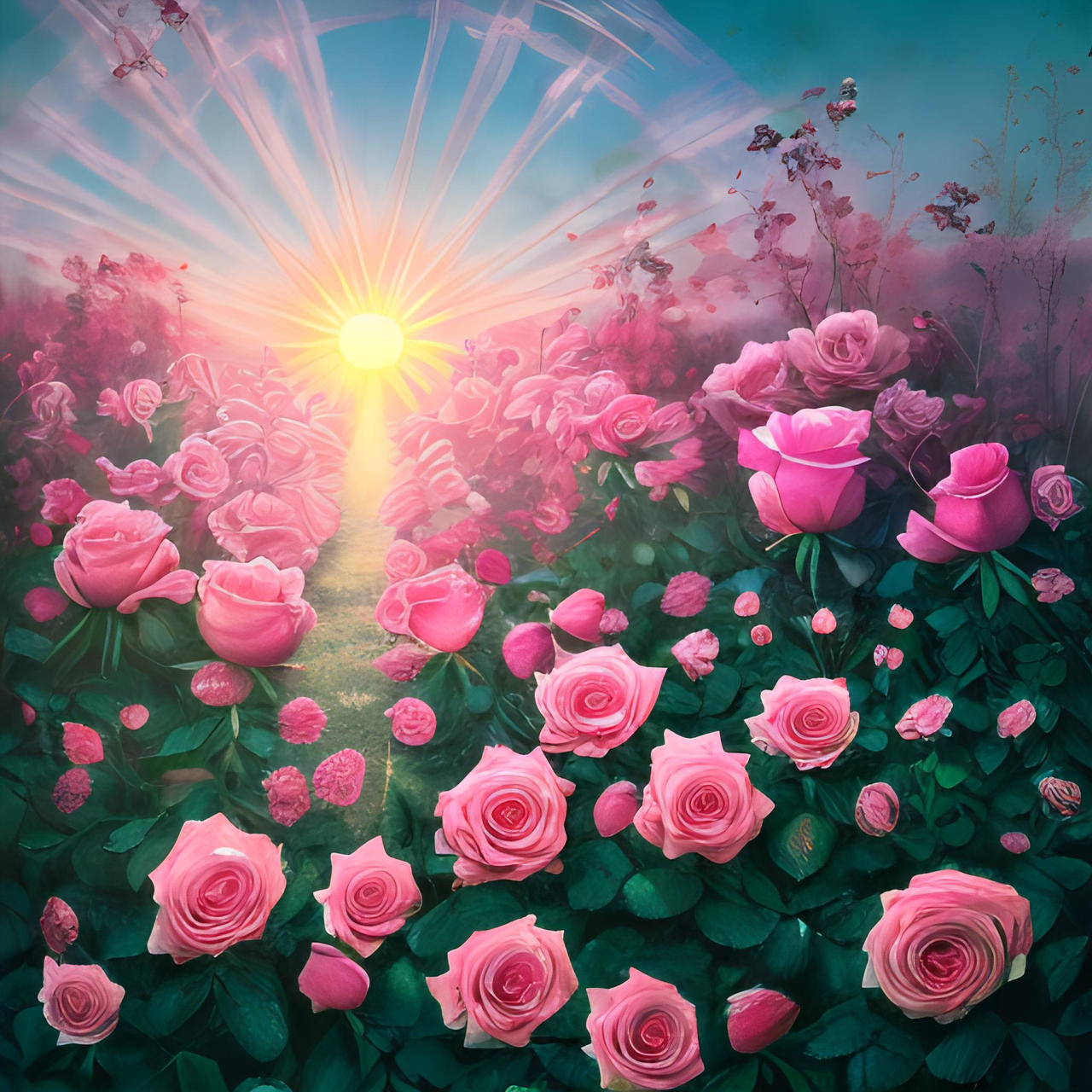 Sunset With Roses Fanatsy Kind Pink Roses at Sunset by johnthedowe2 on DeviantArt