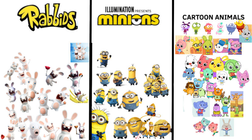 Minons Rabbids Rabbids Vs Minions Vs Cartoon Animals by RyderKitt on DeviantArt