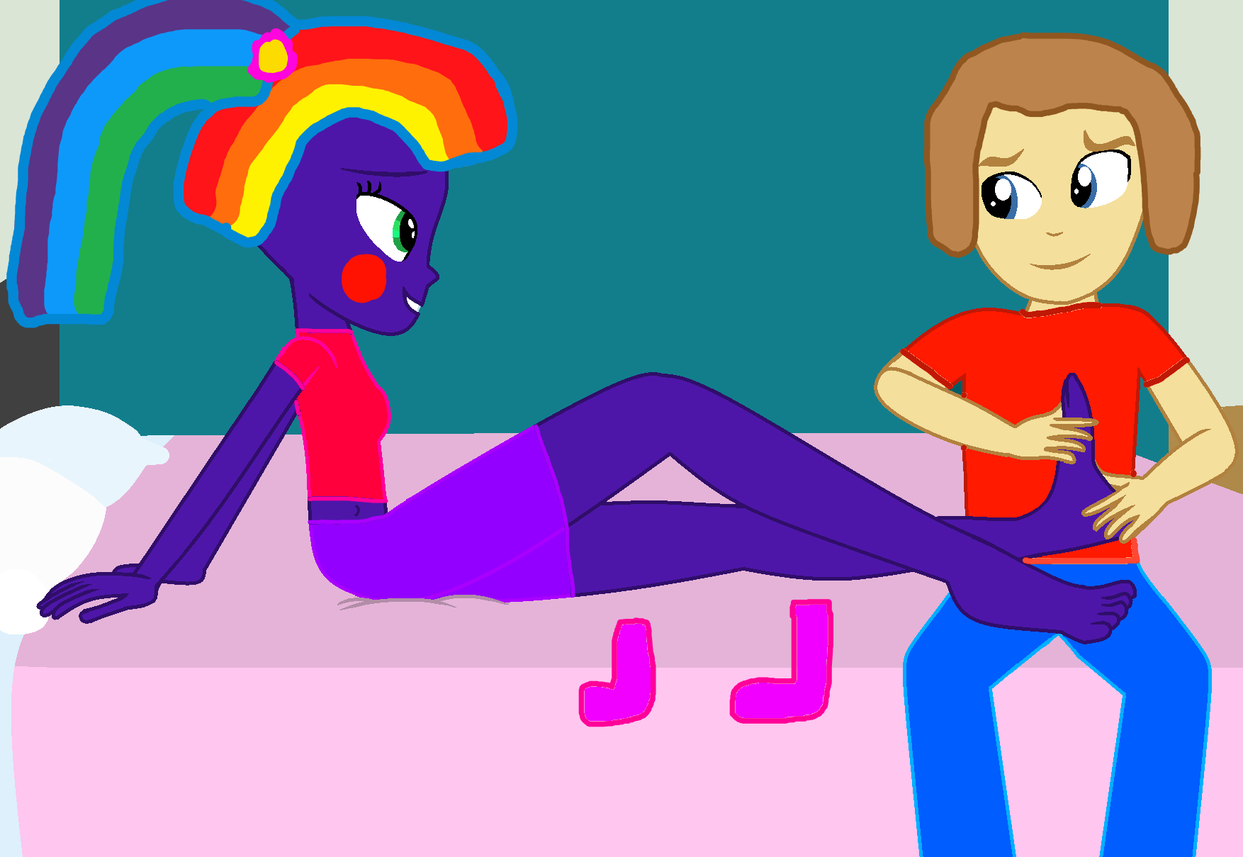 Deviantart Fidget Fidget Massaging Rainbow Flower's Feet by Amazing-Fidget2621 on DeviantArt