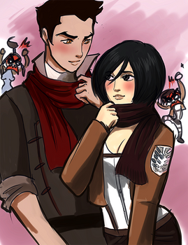 AOT/LOK crossover: Mako and Mikasa