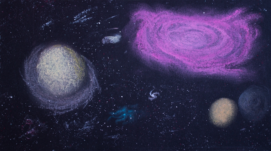 Space scene - Soft pastels