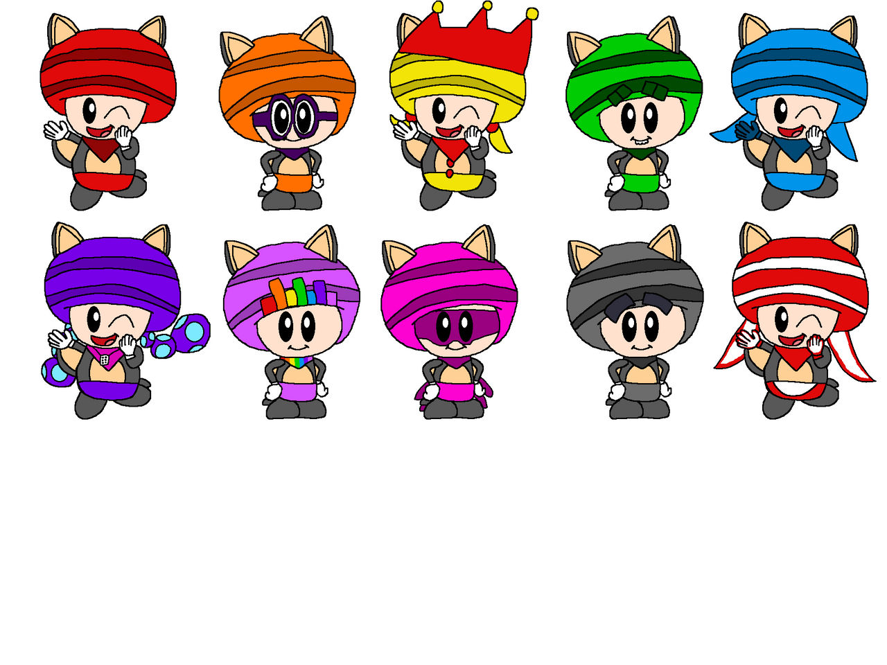 Numbertoads 1-10 in flying squirrel form by alexiscurry on DeviantArt