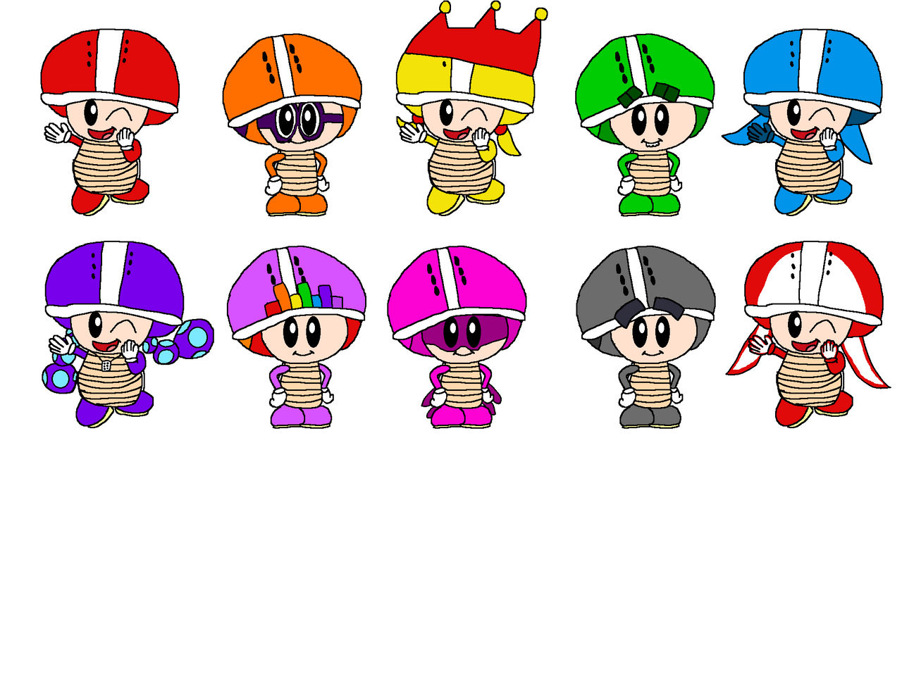 Numbertoads 1-10 in Boomerang form by alexiscurry on DeviantArt