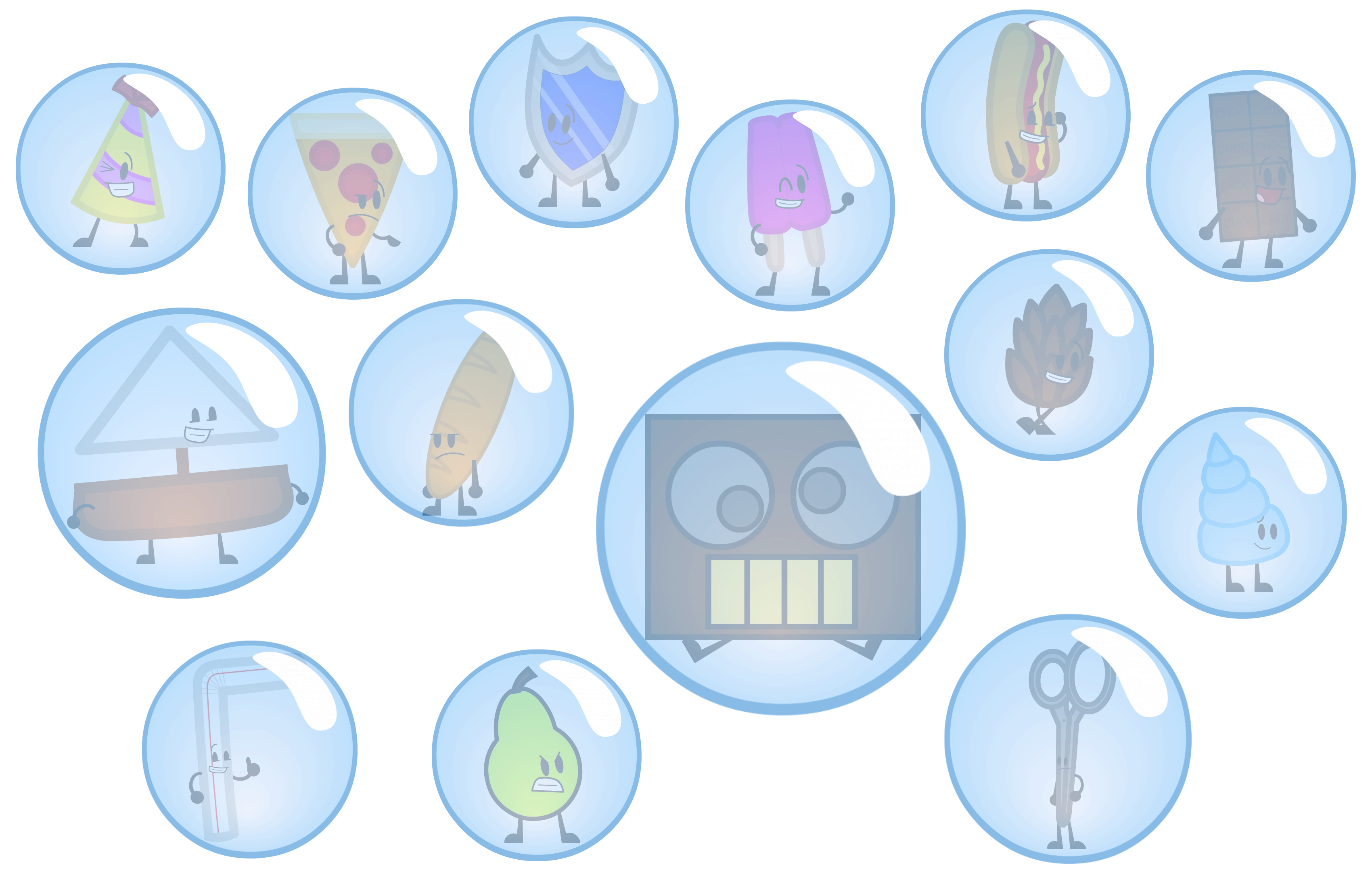 Brawl of the Objects Characters In Bubbles by alexiscurry on DeviantArt