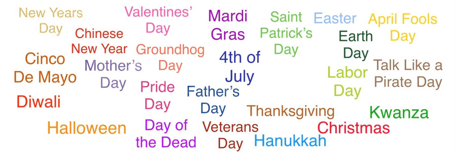 List of Holidays by alexiscurry on DeviantArt