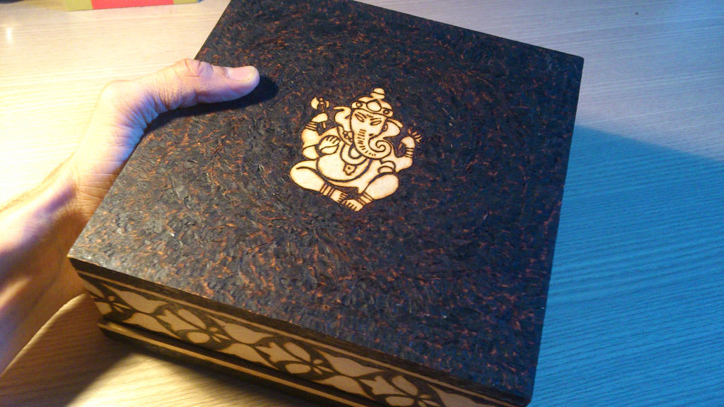 Ohm Indian pyrography box by tiagoianuck on DeviantArt
