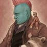 Yondu and Rocket and Groot