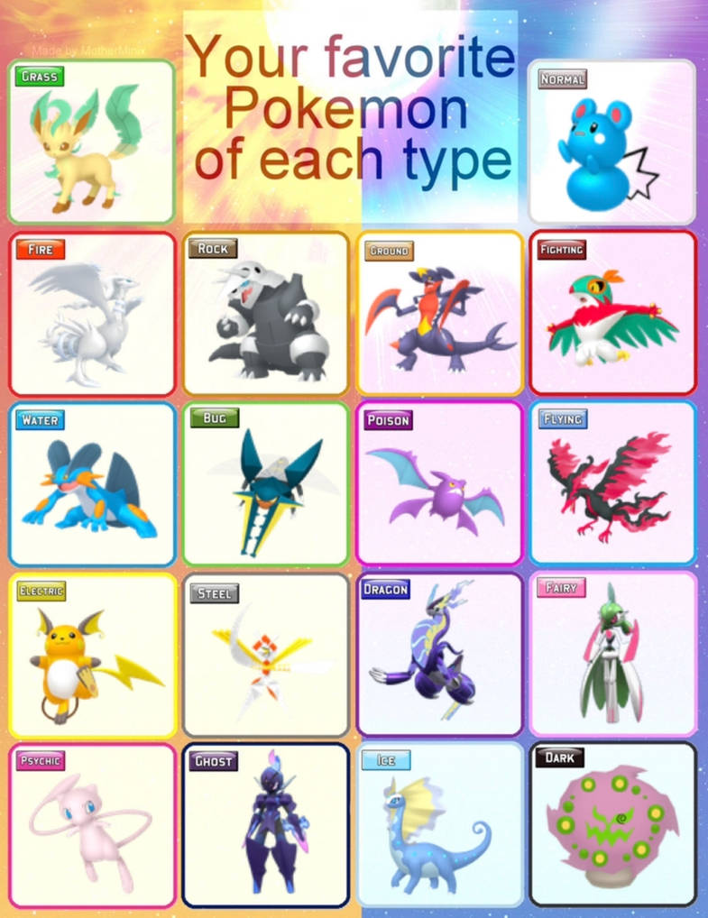 Favorite Pokemon each type Template by Fuuvii on DeviantArt Favorite Pokemon each type Template by Fuuvii on DeviantArt